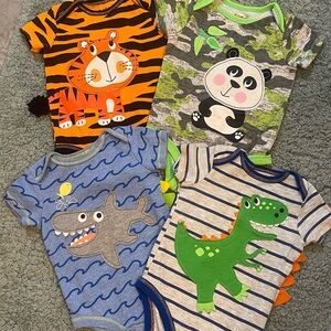 Set of 4 Animal Print Baby Onesies